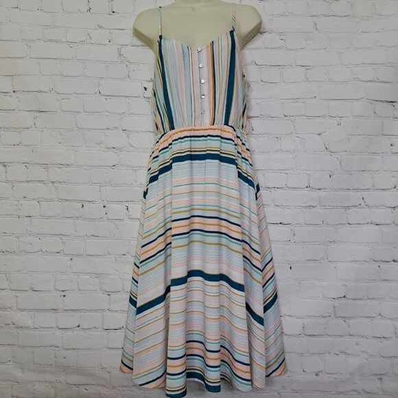 Lauren Conrad Striped Mid Dress Women's Size 12 - Picture 1 of 10